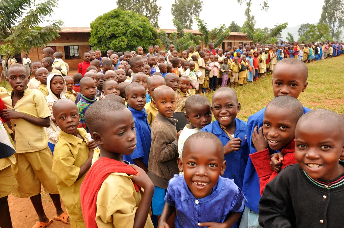 School children excited about holiday celebration, Duha School, Rwanda
